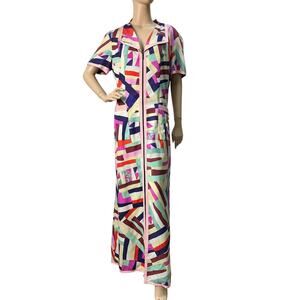 Chanel SS 2016 Multicolor Abstract Silk Maxi Dress Sz.46